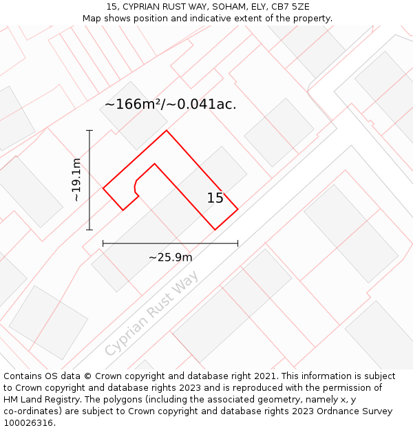 15, CYPRIAN RUST WAY, SOHAM, ELY, CB7 5ZE: Plot and title map