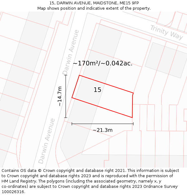 15, DARWIN AVENUE, MAIDSTONE, ME15 9FP: Plot and title map