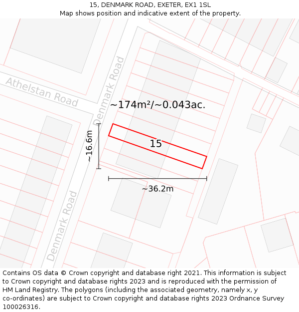 15, DENMARK ROAD, EXETER, EX1 1SL: Plot and title map