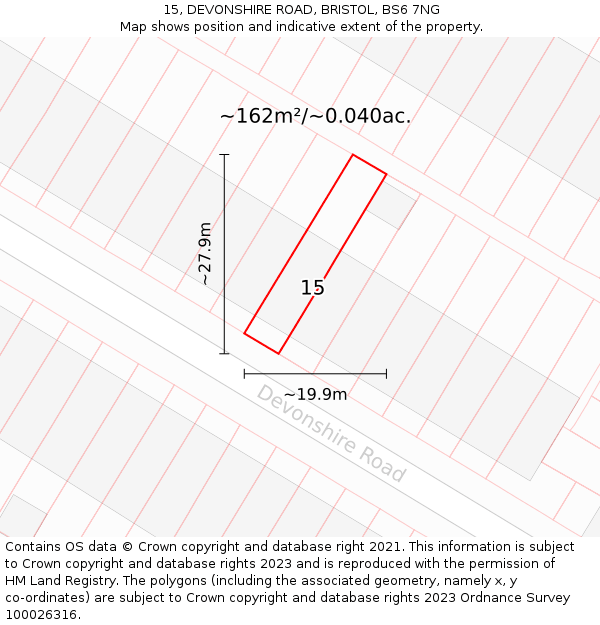 15, DEVONSHIRE ROAD, BRISTOL, BS6 7NG: Plot and title map