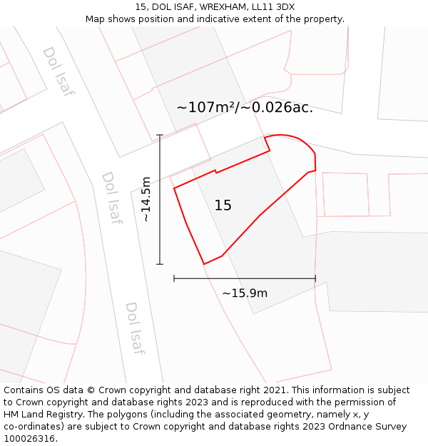 15, DOL ISAF, WREXHAM, LL11 3DX: Plot and title map