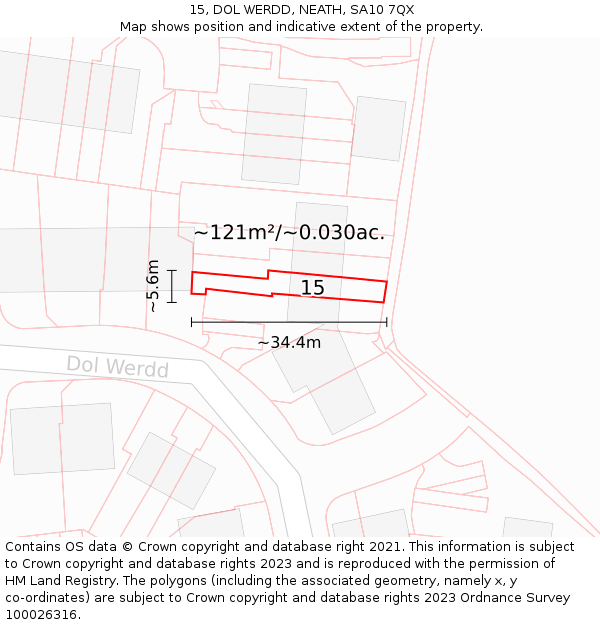 15, DOL WERDD, NEATH, SA10 7QX: Plot and title map