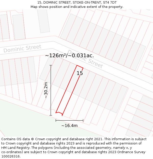 15, DOMINIC STREET, STOKE-ON-TRENT, ST4 7DT: Plot and title map