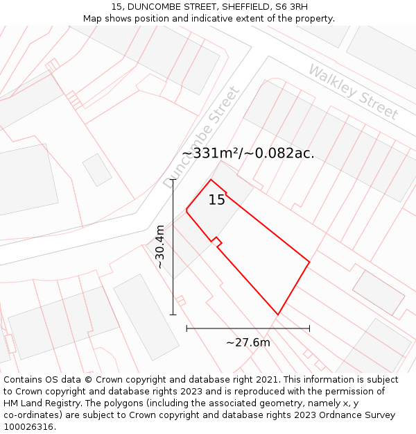 15, DUNCOMBE STREET, SHEFFIELD, S6 3RH: Plot and title map