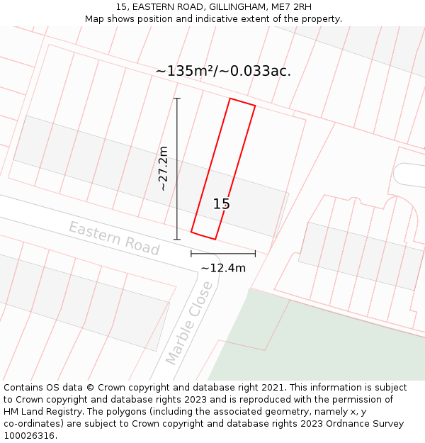 15, EASTERN ROAD, GILLINGHAM, ME7 2RH: Plot and title map