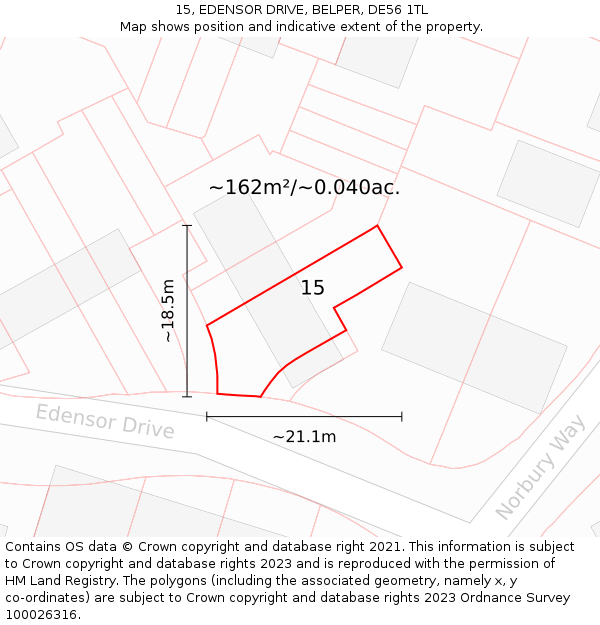 15, EDENSOR DRIVE, BELPER, DE56 1TL: Plot and title map
