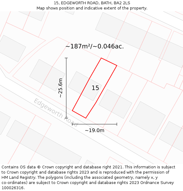 15, EDGEWORTH ROAD, BATH, BA2 2LS: Plot and title map