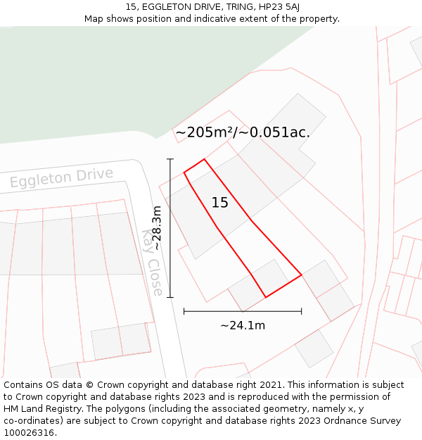 15, EGGLETON DRIVE, TRING, HP23 5AJ: Plot and title map