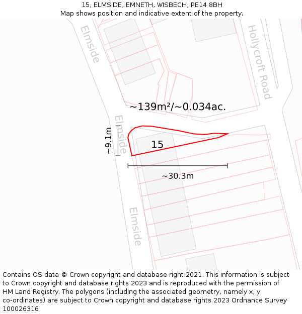 15, ELMSIDE, EMNETH, WISBECH, PE14 8BH: Plot and title map