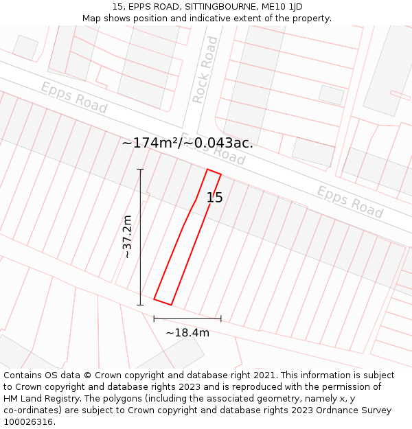 15, EPPS ROAD, SITTINGBOURNE, ME10 1JD: Plot and title map