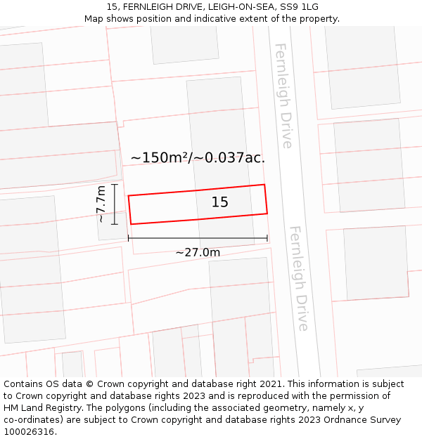 15, FERNLEIGH DRIVE, LEIGH-ON-SEA, SS9 1LG: Plot and title map