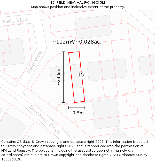 15, FIELD VIEW, HALIFAX, HX3 5LT: Plot and title map