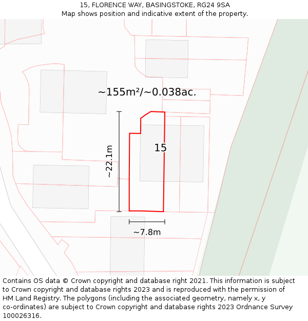 15, FLORENCE WAY, BASINGSTOKE, RG24 9SA: Plot and title map