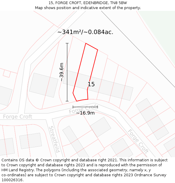 15, FORGE CROFT, EDENBRIDGE, TN8 5BW: Plot and title map