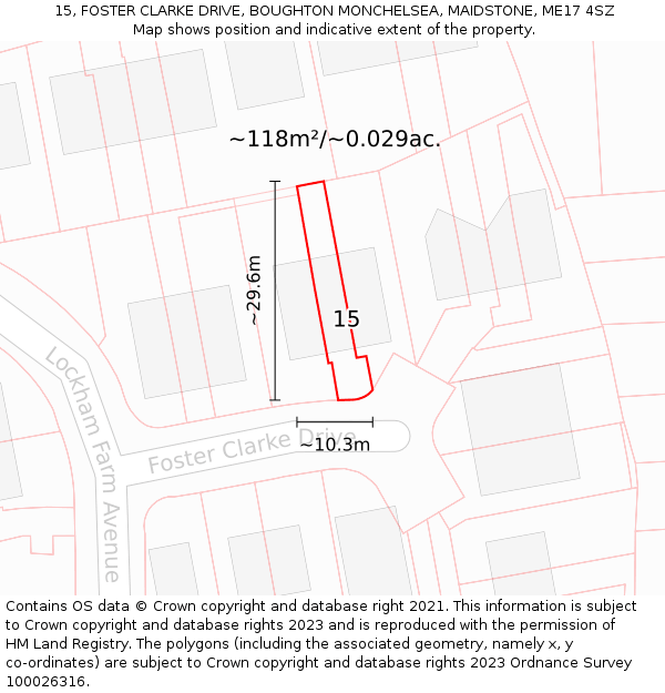 15, FOSTER CLARKE DRIVE, BOUGHTON MONCHELSEA, MAIDSTONE, ME17 4SZ: Plot and title map