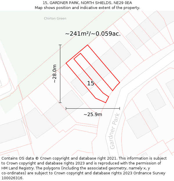 15, GARDNER PARK, NORTH SHIELDS, NE29 0EA: Plot and title map