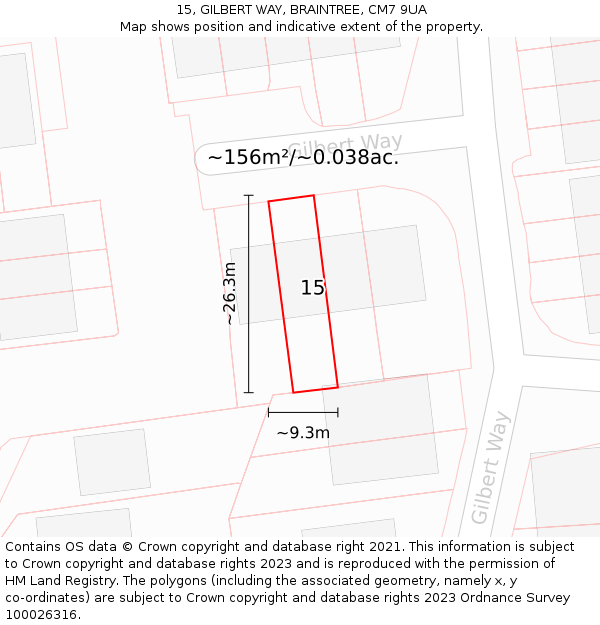 15, GILBERT WAY, BRAINTREE, CM7 9UA: Plot and title map