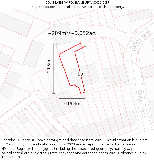 15, GILKES YARD, BANBURY, OX16 9GF: Plot and title map
