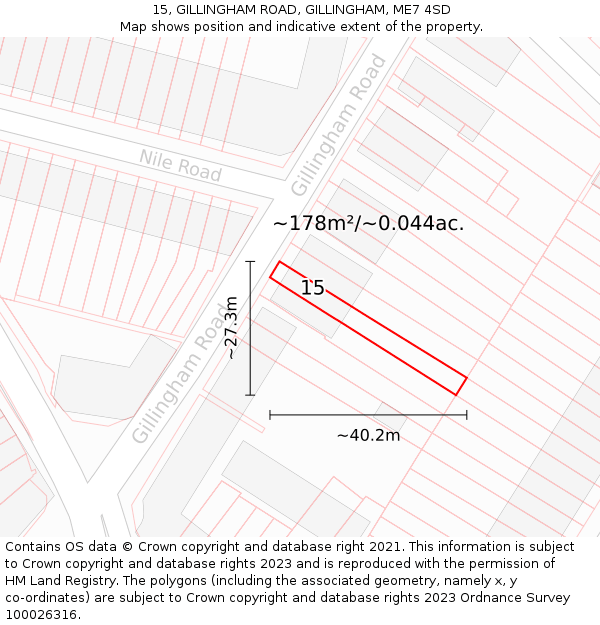 15, GILLINGHAM ROAD, GILLINGHAM, ME7 4SD: Plot and title map