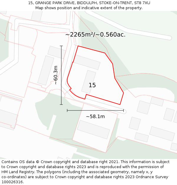15, GRANGE PARK DRIVE, BIDDULPH, STOKE-ON-TRENT, ST8 7XU: Plot and title map