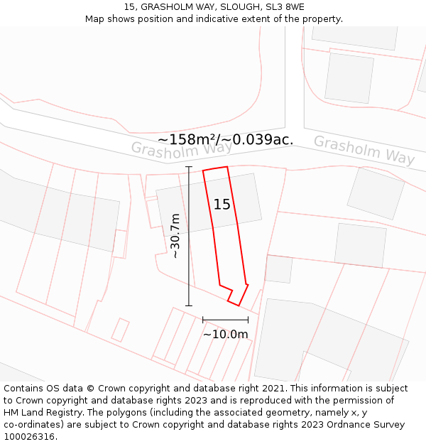 15, GRASHOLM WAY, SLOUGH, SL3 8WE: Plot and title map