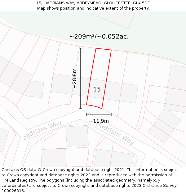 15, HADRIANS WAY, ABBEYMEAD, GLOUCESTER, GL4 5DD: Plot and title map