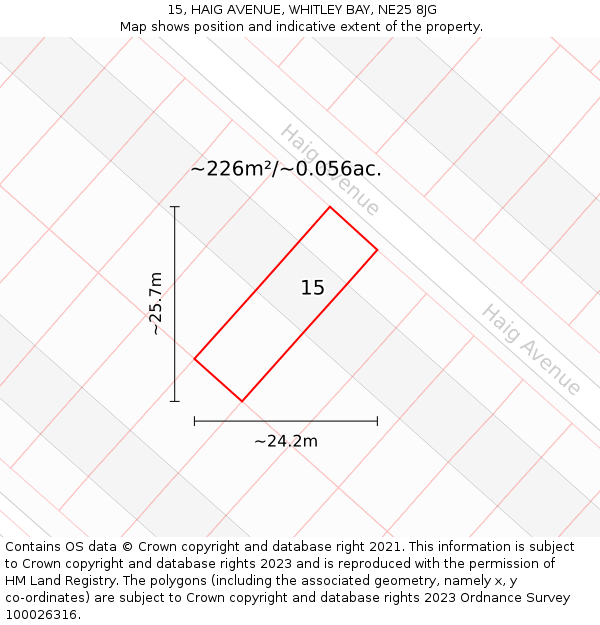15, HAIG AVENUE, WHITLEY BAY, NE25 8JG: Plot and title map