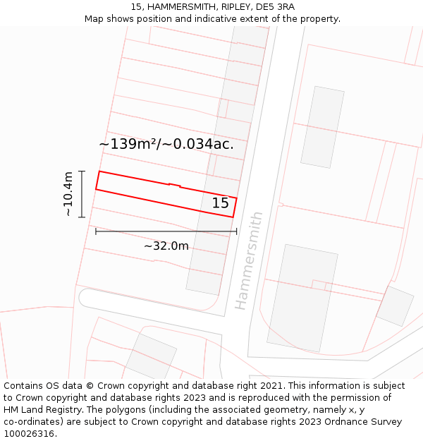 15, HAMMERSMITH, RIPLEY, DE5 3RA: Plot and title map