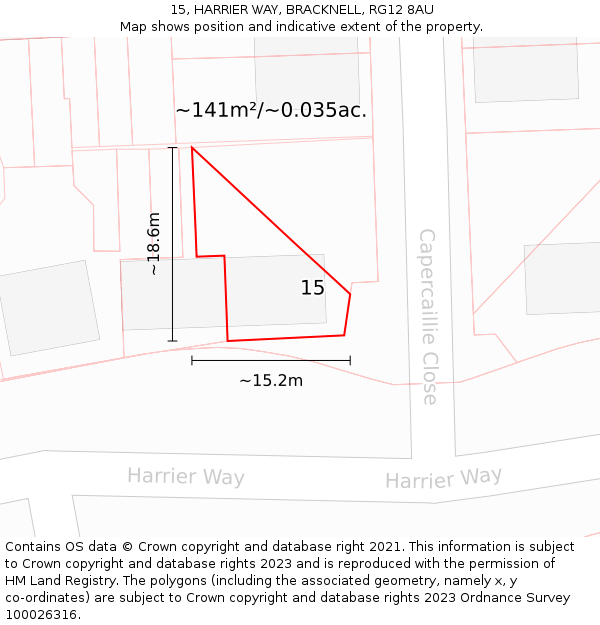 15, HARRIER WAY, BRACKNELL, RG12 8AU: Plot and title map