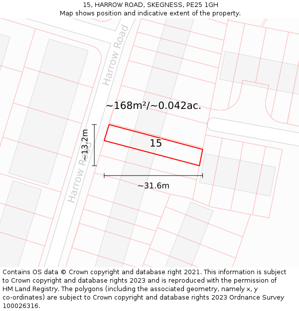 15, HARROW ROAD, SKEGNESS, PE25 1GH: Plot and title map