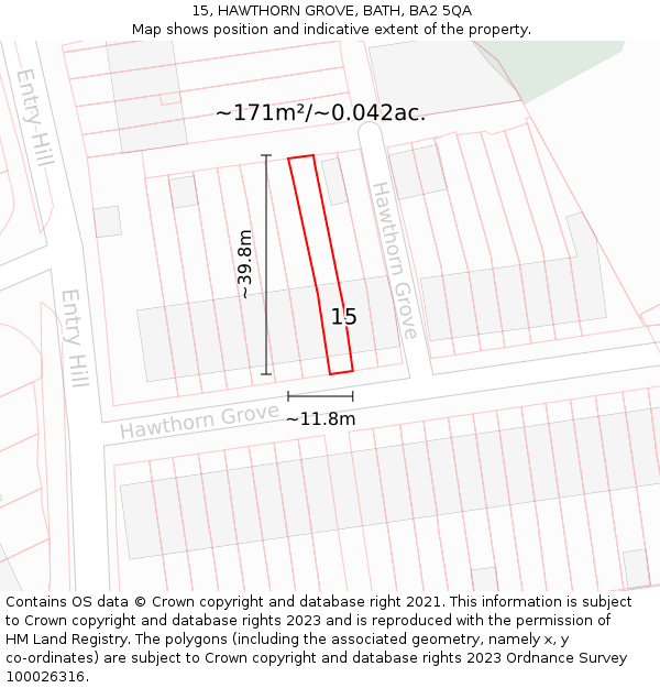 15, HAWTHORN GROVE, BATH, BA2 5QA: Plot and title map