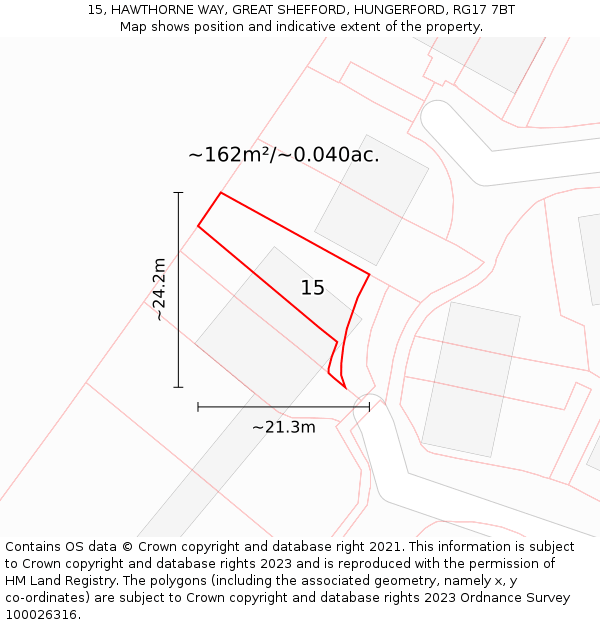 15, HAWTHORNE WAY, GREAT SHEFFORD, HUNGERFORD, RG17 7BT: Plot and title map