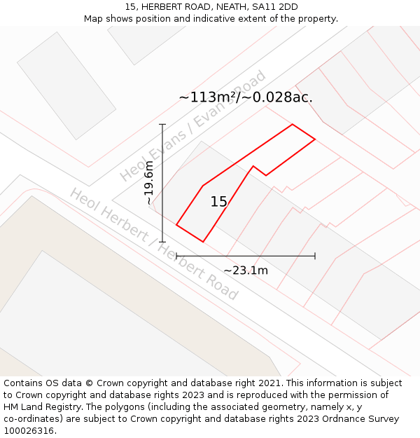 15, HERBERT ROAD, NEATH, SA11 2DD: Plot and title map