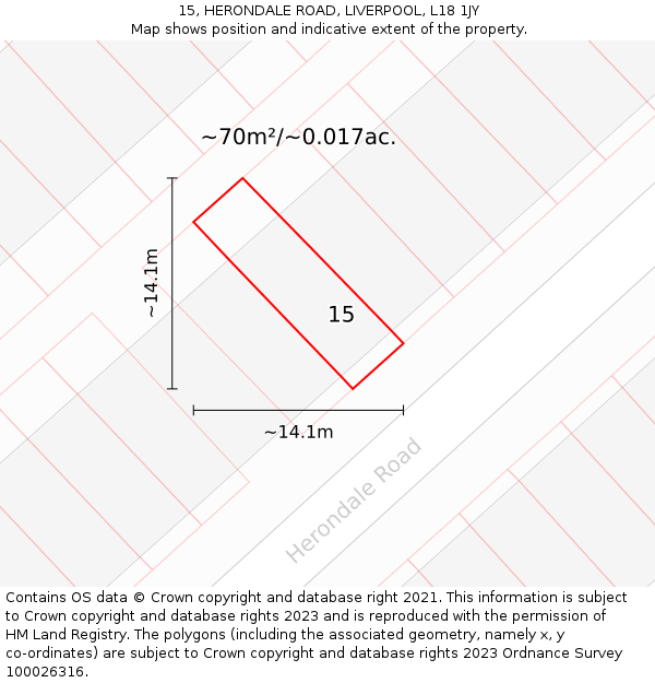 15, HERONDALE ROAD, LIVERPOOL, L18 1JY: Plot and title map