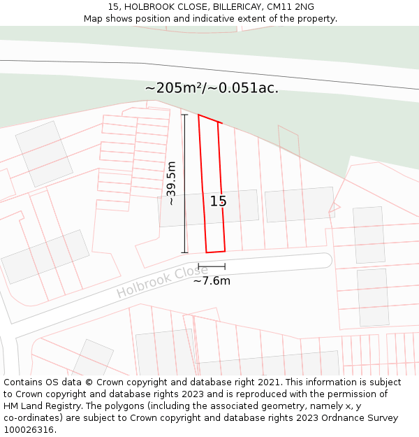 15, HOLBROOK CLOSE, BILLERICAY, CM11 2NG: Plot and title map