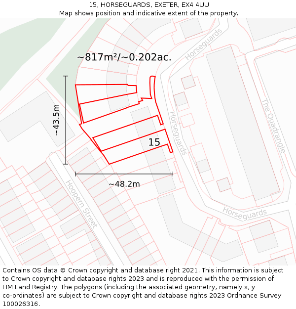 15, HORSEGUARDS, EXETER, EX4 4UU: Plot and title map