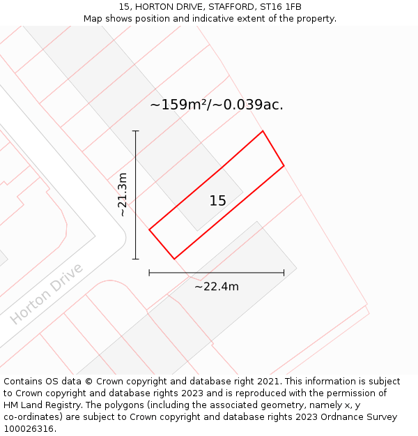 15, HORTON DRIVE, STAFFORD, ST16 1FB: Plot and title map