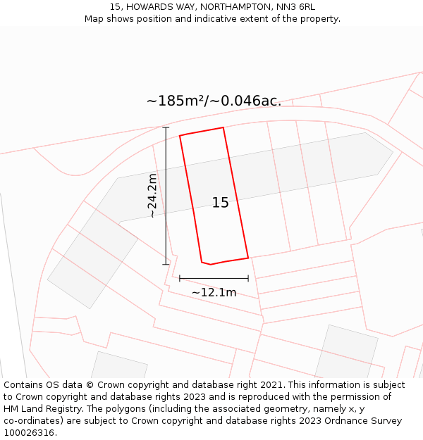 15, HOWARDS WAY, NORTHAMPTON, NN3 6RL: Plot and title map