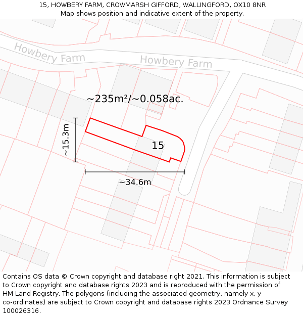 15, HOWBERY FARM, CROWMARSH GIFFORD, WALLINGFORD, OX10 8NR: Plot and title map