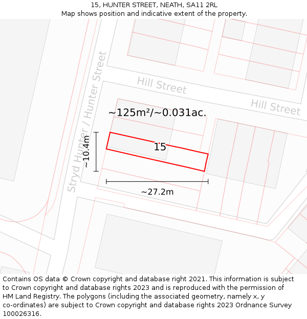 15, HUNTER STREET, NEATH, SA11 2RL: Plot and title map