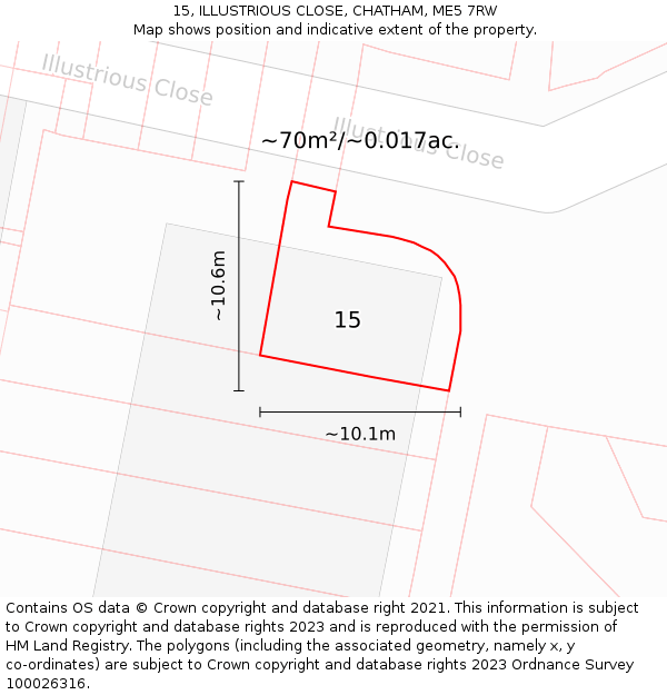 15, ILLUSTRIOUS CLOSE, CHATHAM, ME5 7RW: Plot and title map