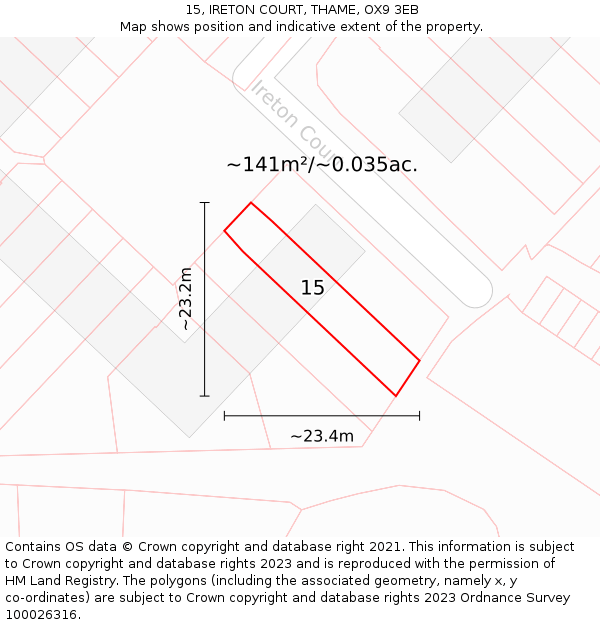 15, IRETON COURT, THAME, OX9 3EB: Plot and title map