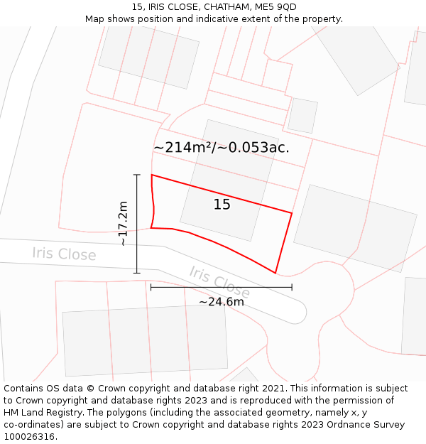 15, IRIS CLOSE, CHATHAM, ME5 9QD: Plot and title map