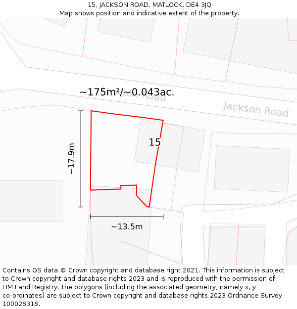 15, JACKSON ROAD, MATLOCK, DE4 3JQ: Plot and title map