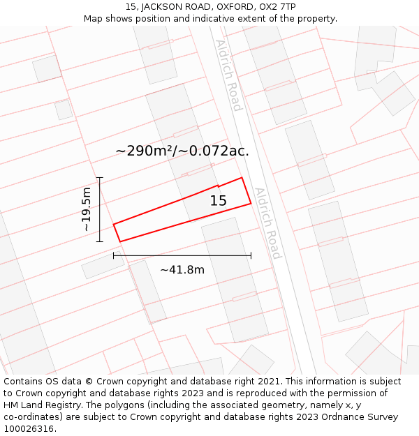 15, JACKSON ROAD, OXFORD, OX2 7TP: Plot and title map