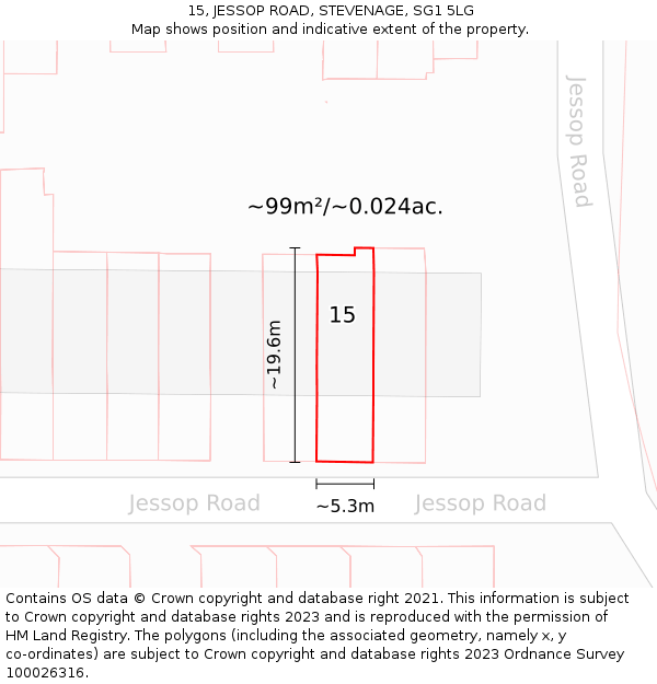 15, JESSOP ROAD, STEVENAGE, SG1 5LG: Plot and title map