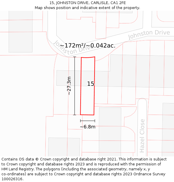 15, JOHNSTON DRIVE, CARLISLE, CA1 2FE: Plot and title map