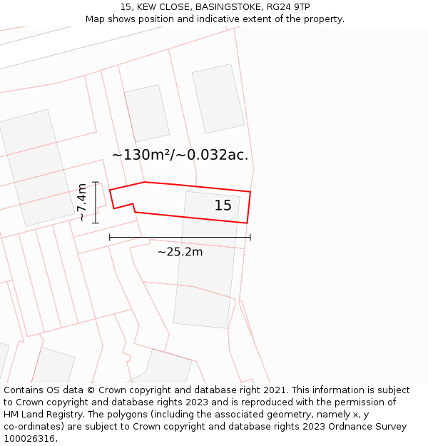 15, KEW CLOSE, BASINGSTOKE, RG24 9TP: Plot and title map