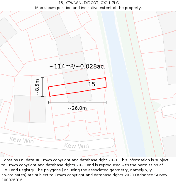 15, KEW WIN, DIDCOT, OX11 7LS: Plot and title map