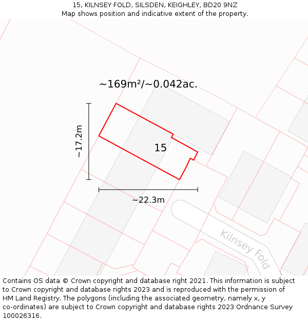 15, KILNSEY FOLD, SILSDEN, KEIGHLEY, BD20 9NZ: Plot and title map